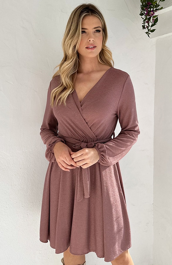 Lurex Jurk V-hals Rose Goud – shoparchief, foto 2