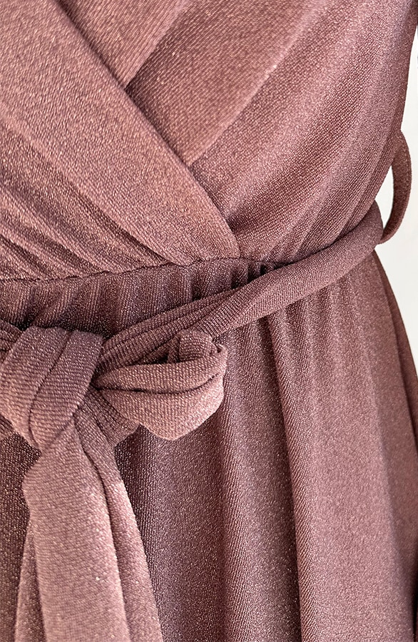 Lurex Jurk V-hals Rose Goud – shoparchief, foto 6