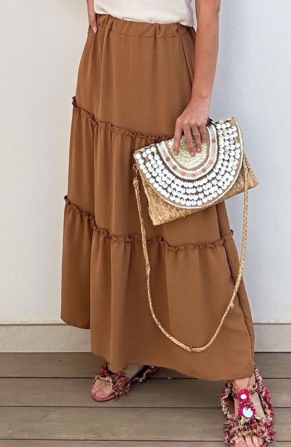 Maxi Rok Ruffle Camel – shoparchief, foto 4