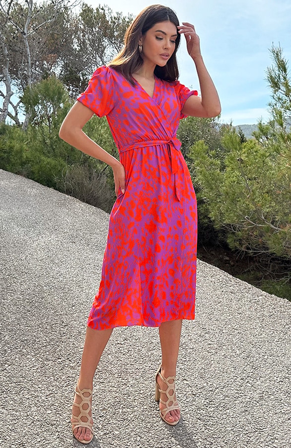 Midi Split Jurk Lila Orange – shoparchief, foto 6