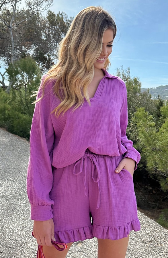 Mousseline Ruffle Short Viola – shoparchief, foto 5