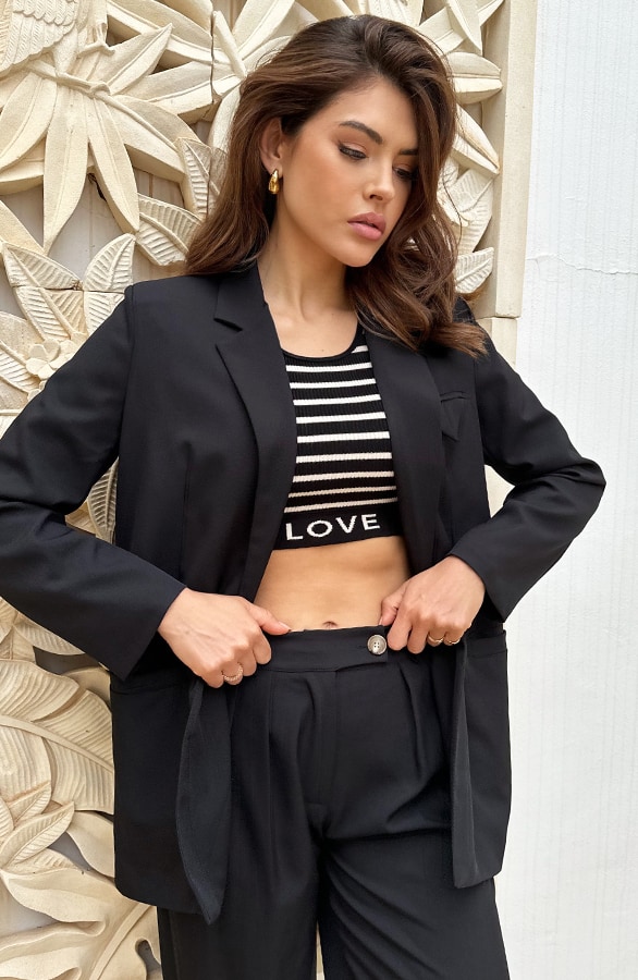 Palazzo Oversized Blazer Zwart – shoparchief, foto 3