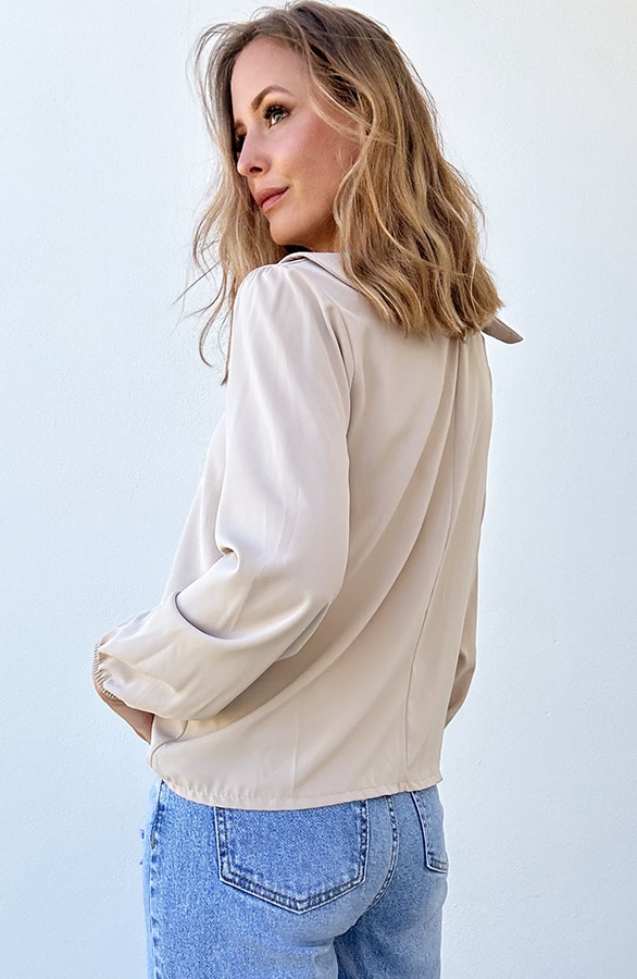 Parel Blouse Dames Beige – shoparchief, foto 4
