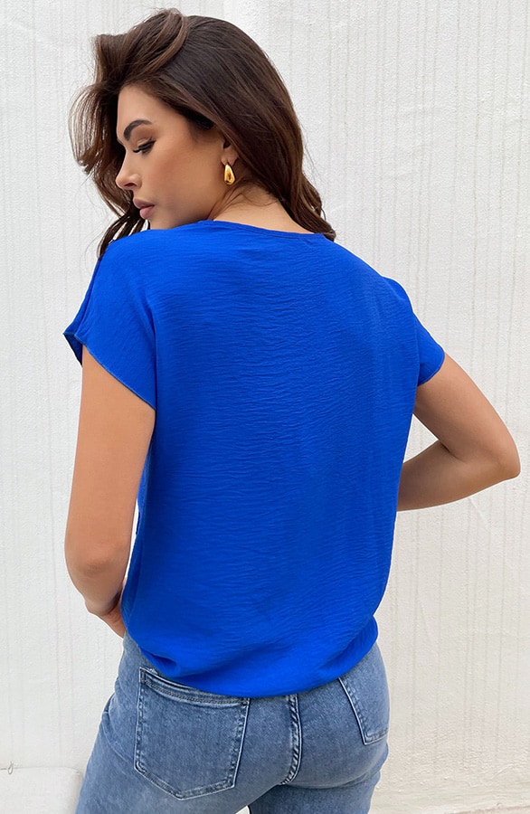 Romantic V-Hals Top Kobalt – tops, foto 8