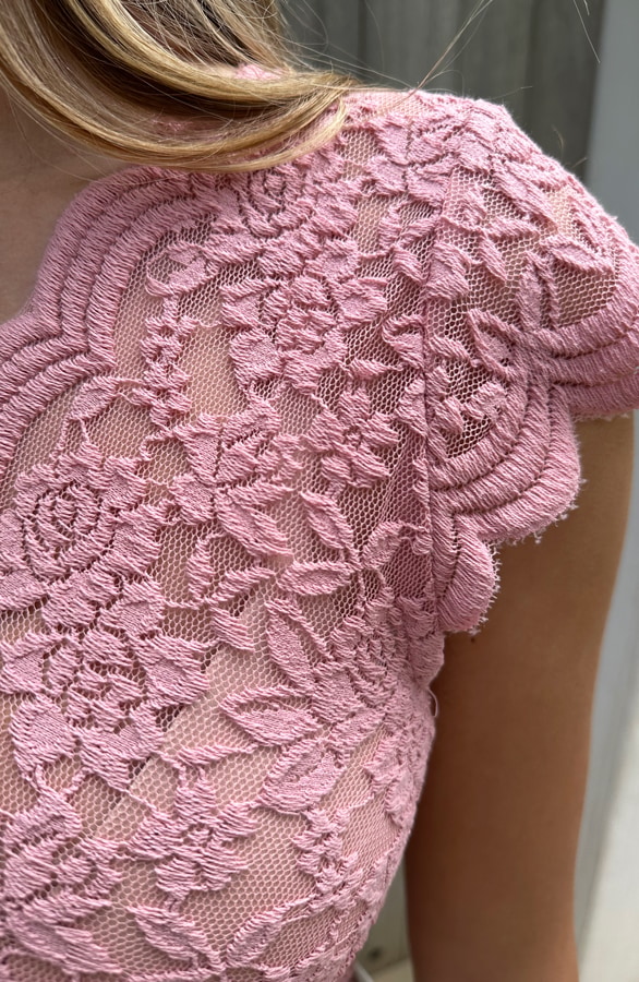 Romantische Top Korte Mouw Roze – shoparchief, foto 5