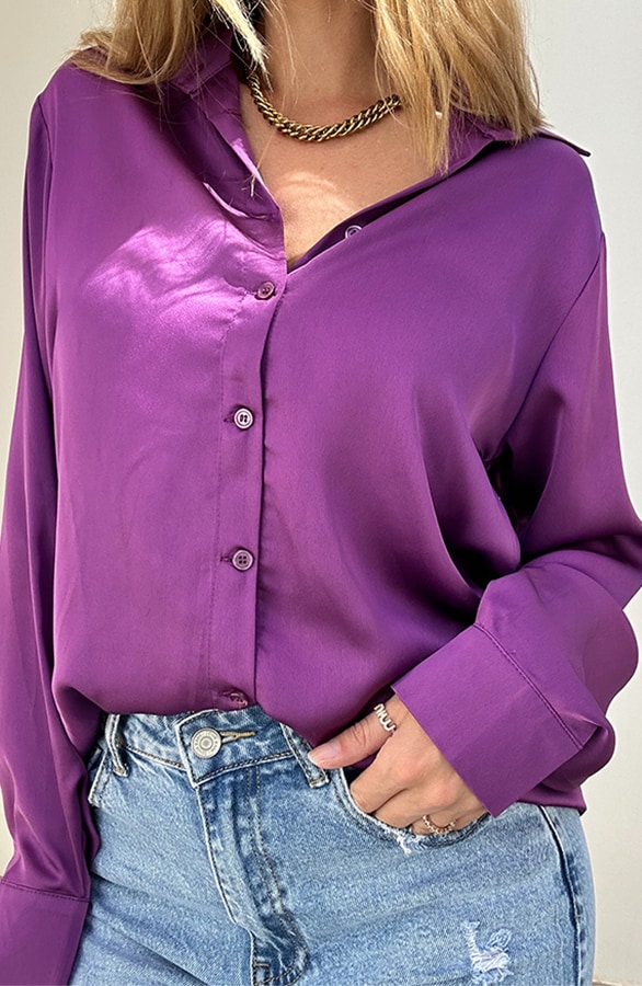 Silk Oversized Blouse Dark Purple – shoparchief
