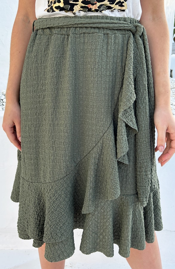 Smocked Ruffle Skirt Army – shoparchief, foto 5