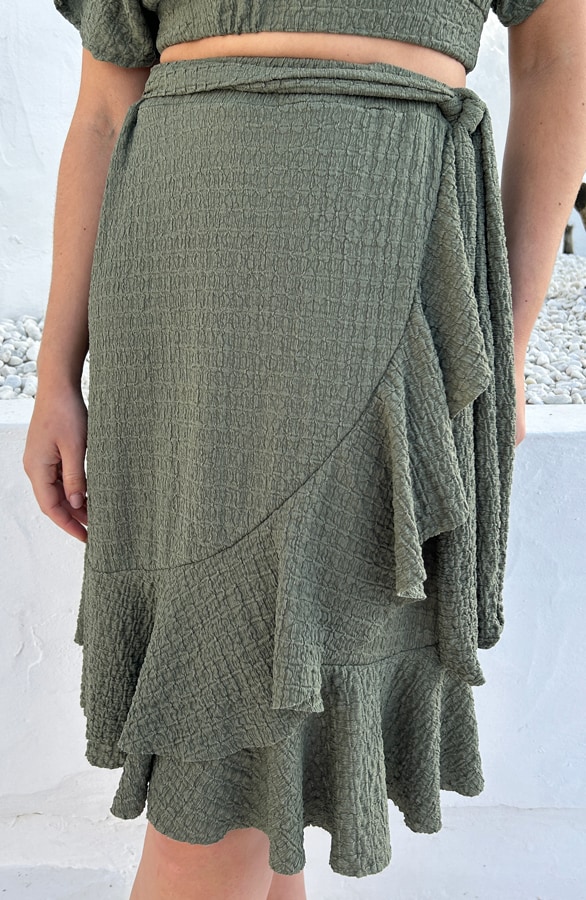 Smocked Ruffle Skirt Army – shoparchief