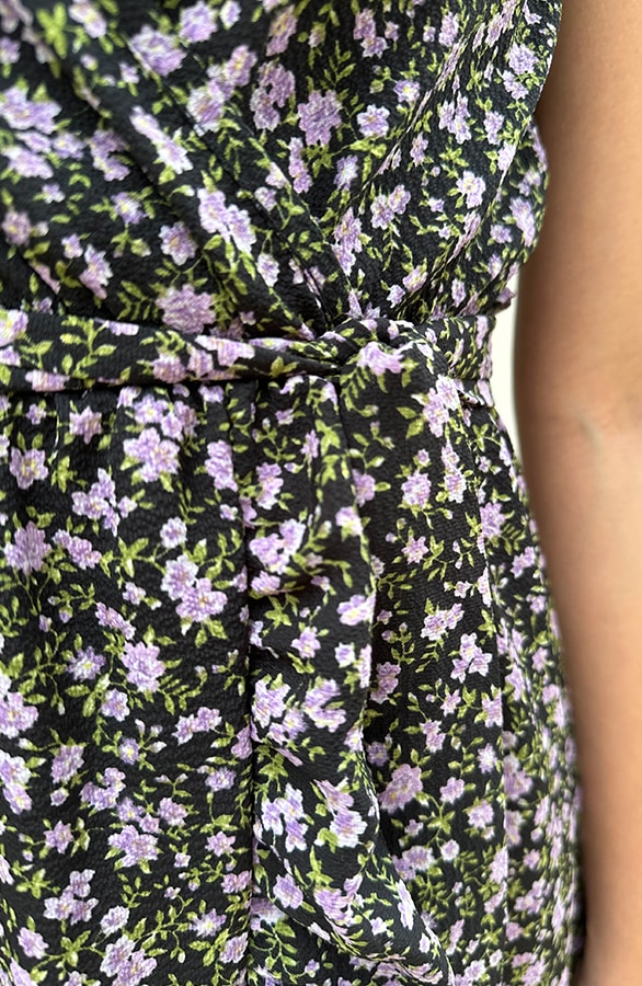 Spaghetti Wrap Jurk Bloemen Lila – shoparchief, foto 5
