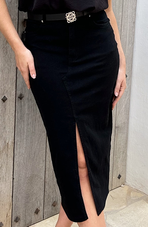 Jeansrock Mit Schlitz Deep Black, Alle Kleidung, Foto 4