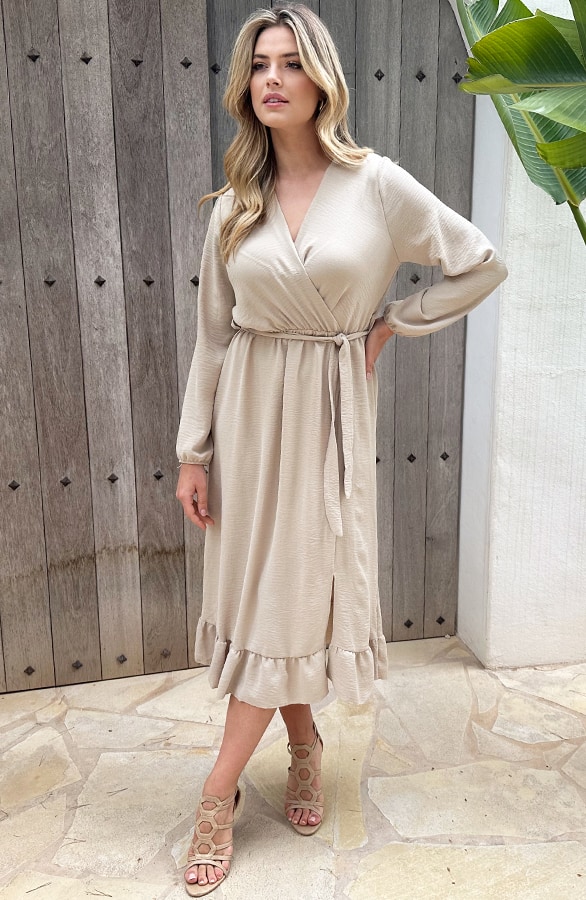 Split Jurk Midi Beige – shoparchief, foto 5