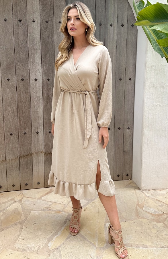 Split Jurk Midi Beige – shoparchief, foto 6
