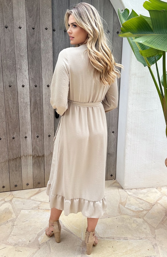 Split Jurk Midi Beige – shoparchief, foto 3