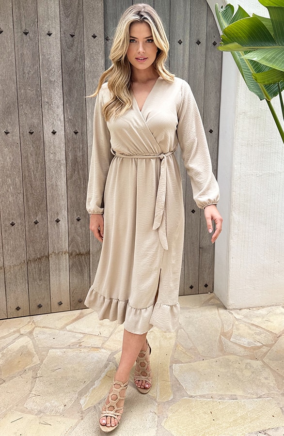 Split Jurk Midi Beige – shoparchief, foto 4