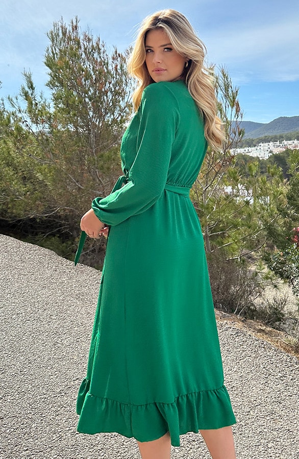 Split Jurk Midi Bright Green – shoparchief, foto 4