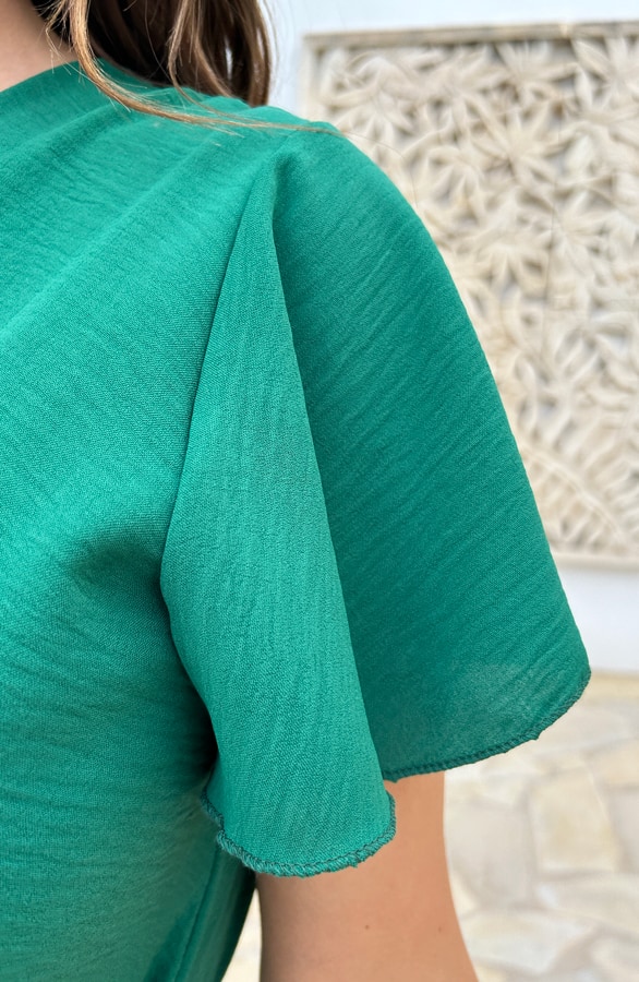 Toscane V-hals Jurk Bright Green – shoparchief, foto 5