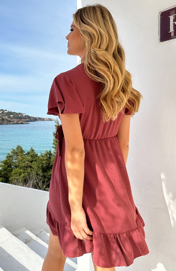 Toscane V-hals Jurk Dust Pink – shoparchief, foto 3