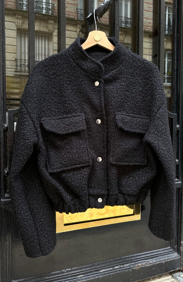 Bouclé Bomber Jacket Black – jassen
