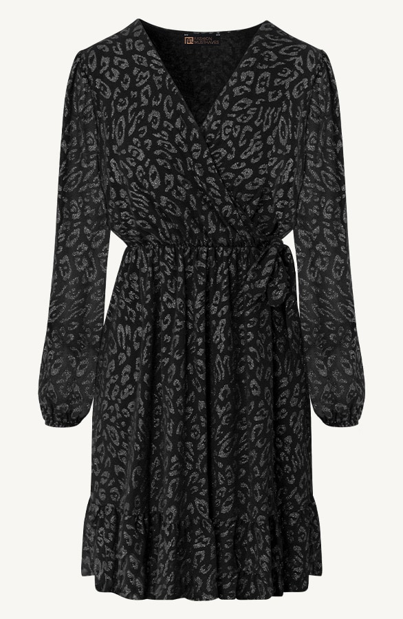 Luxury V-Hals Jurk Leopard Zilver – jurken
