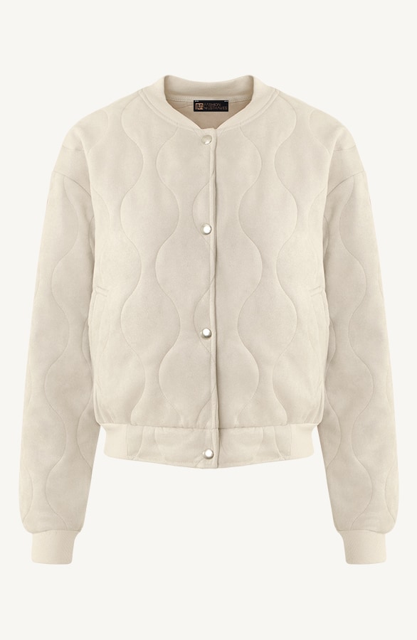 Suede Bomber Jacket Beige – jassen, foto 8