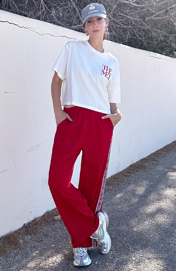 Yves Bies Straight Leg Pantalon Rood Leopard – shoparchief, foto 5
