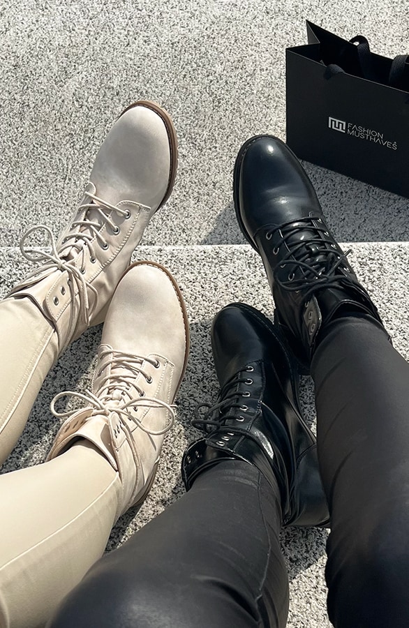 Biker Buckle Zip Boots Beige, Shoparchiv, Foto 3