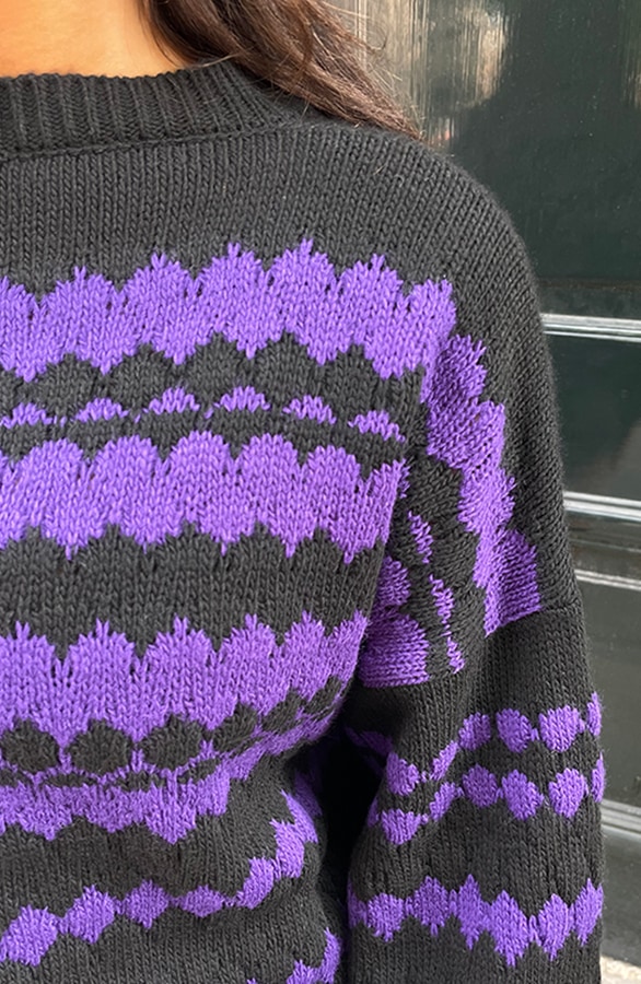 Boho Knitted Sweater Dark Purple – shoparchief, foto 6