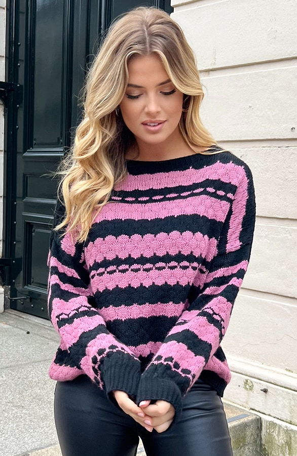 Boho Knitted Sweater Dust Roze – shoparchief, foto 3