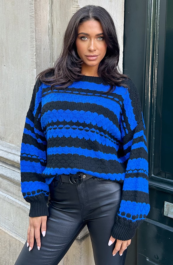 Boho Knitted Sweater Kobalt – shoparchief, foto 6