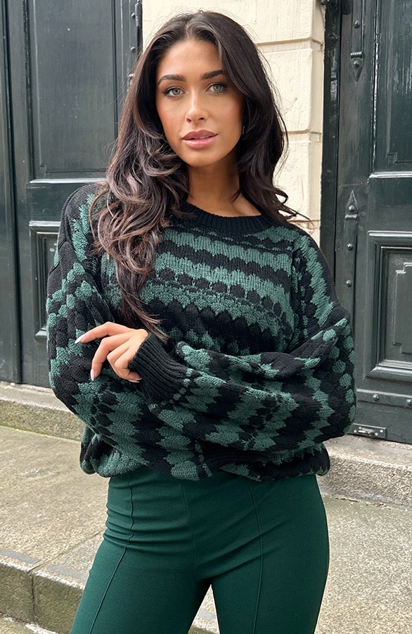 Boho Knitted Sweater Smaragd – shoparchief, foto 6