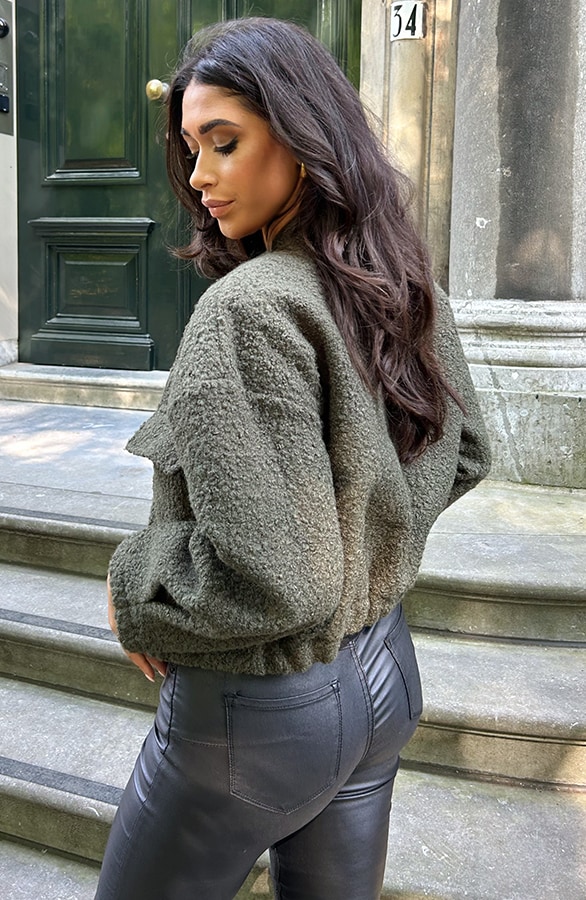 Boucle Bomber Jacket Army – shoparchief, foto 2