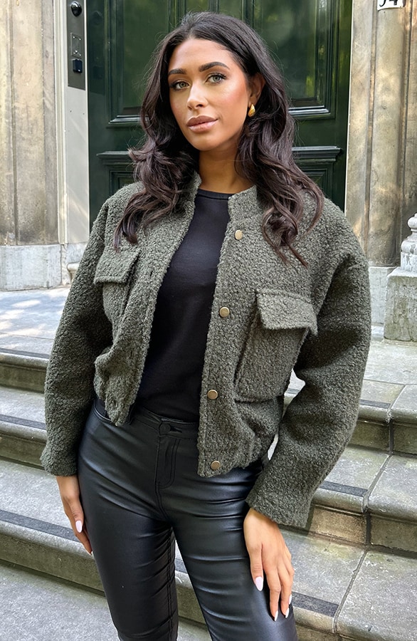 Boucle Bomber Jacket Army – shoparchief, foto 5