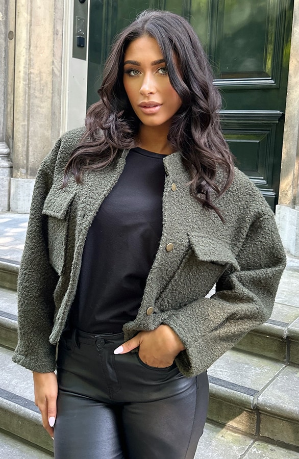 Boucle Bomber Jacket Army – shoparchief, foto 4