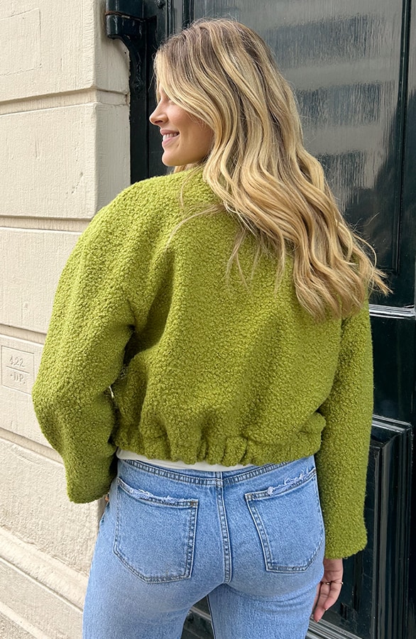 Bouclé Bomber Jacket Matcha – shoparchief, foto 4