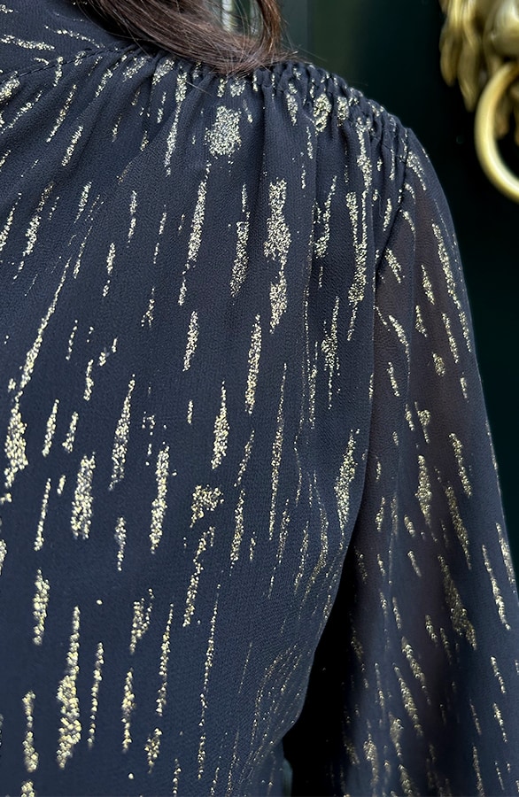 Deluxe V-hals Blouse Gold – blouses, foto 6