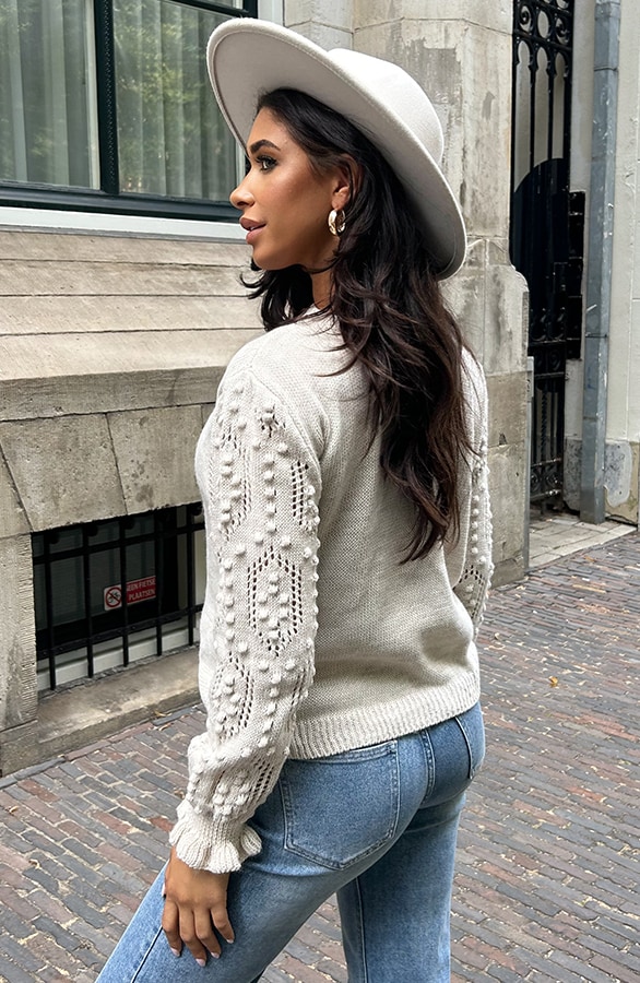 Detailed Sleeve Pullover Beige, Foto 6