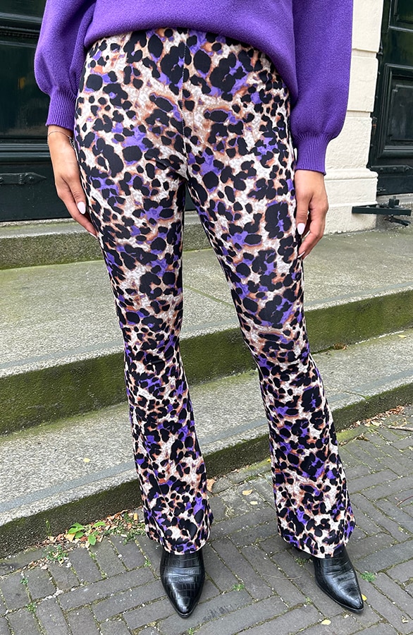 Flared Broek Panterprint Purple – shoparchief, foto 7