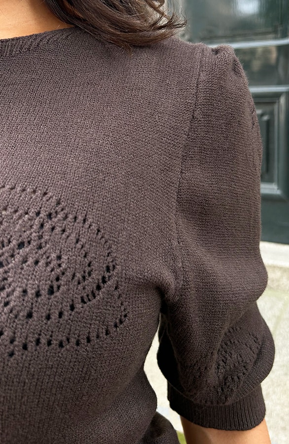 Knitted Pofmouwen Top Roses Melange – shoparchief, foto 6