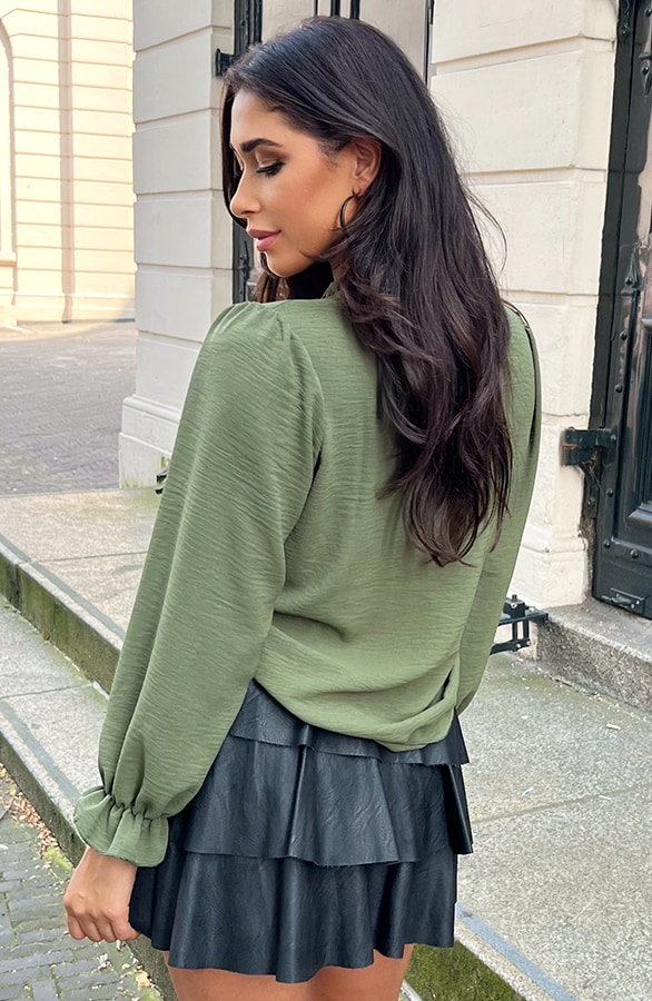 Long Sleeve Lace Blouse Army – shoparchief, foto 4
