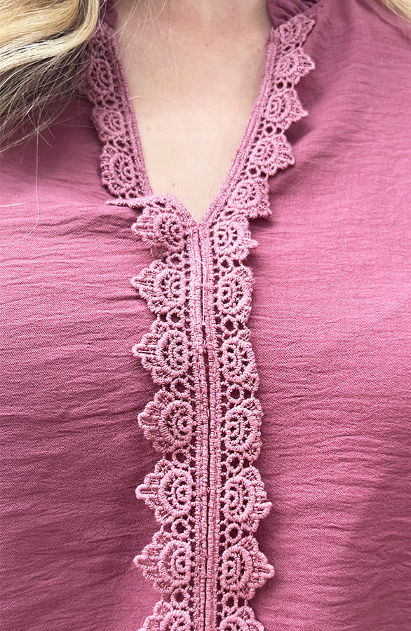 Long Sleeve Lace Blouse Dust Roze – shoparchief, foto 6