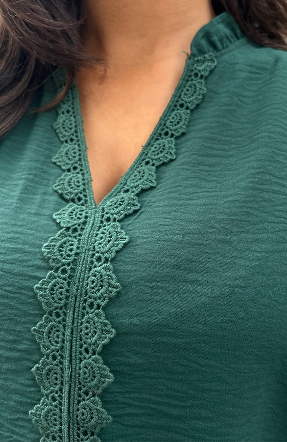 Long Sleeve Lace Blouse Smaragd – shoparchief, foto 6