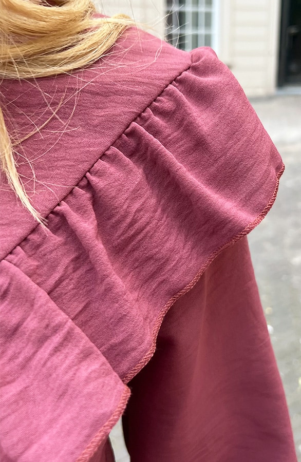Long Sleeve Ruches Blouse Dust Roze – shoparchief, foto 6