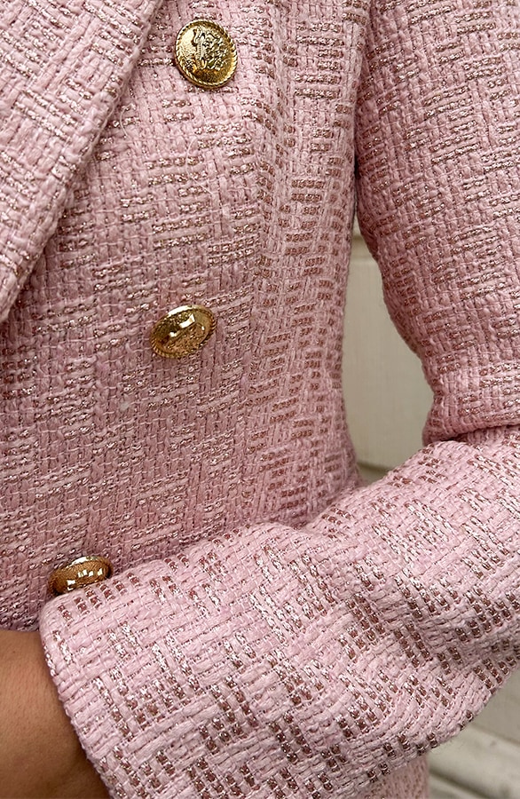 Luxury Bouclé Blazer Dust Roze – shoparchief, foto 7
