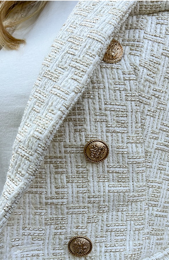 Luxury Boucle Blazer Ecru – shoparchief, foto 5