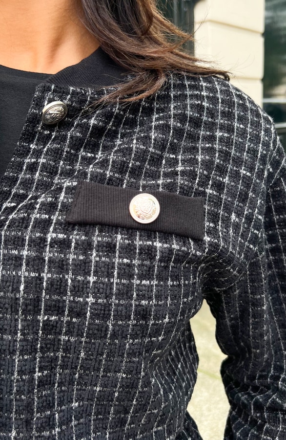 Luxury Tweed Jacket Zwart – shoparchief, foto 5