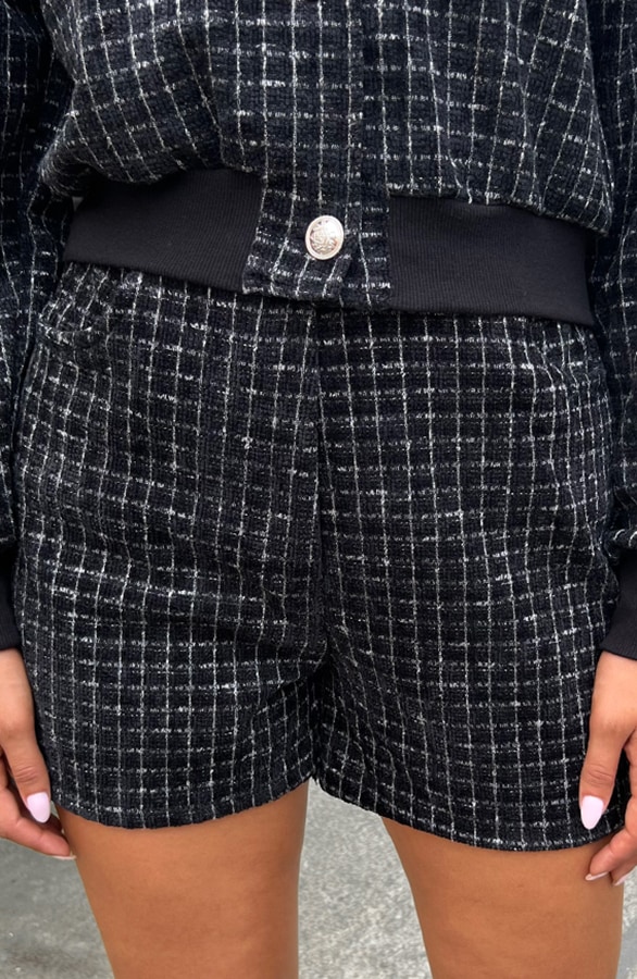 Luxury Tweed Short Zwart – shoparchief