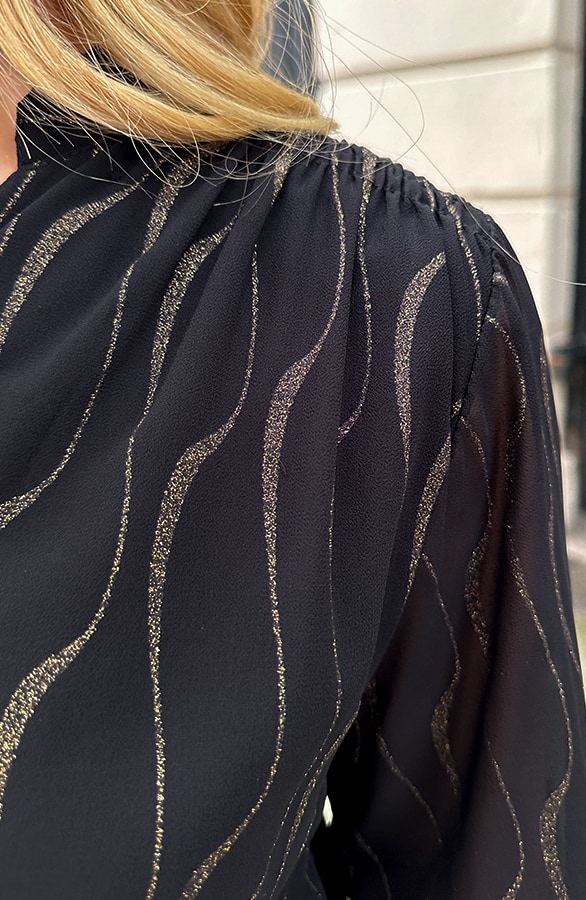 Luxury V-hals Blouse Gold – shoparchief, foto 5
