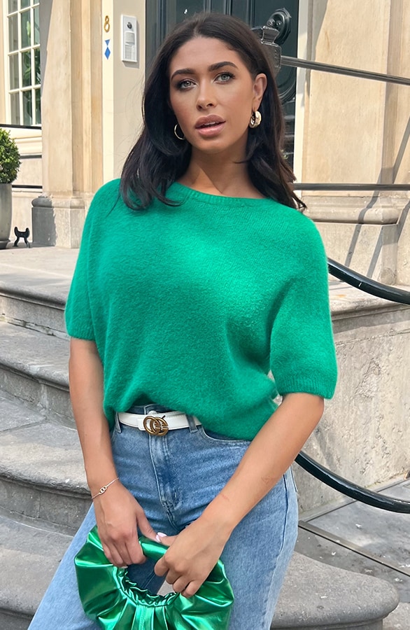 Oversized Soft Trui Korte Mouw Bright Green – shoparchief, foto 5