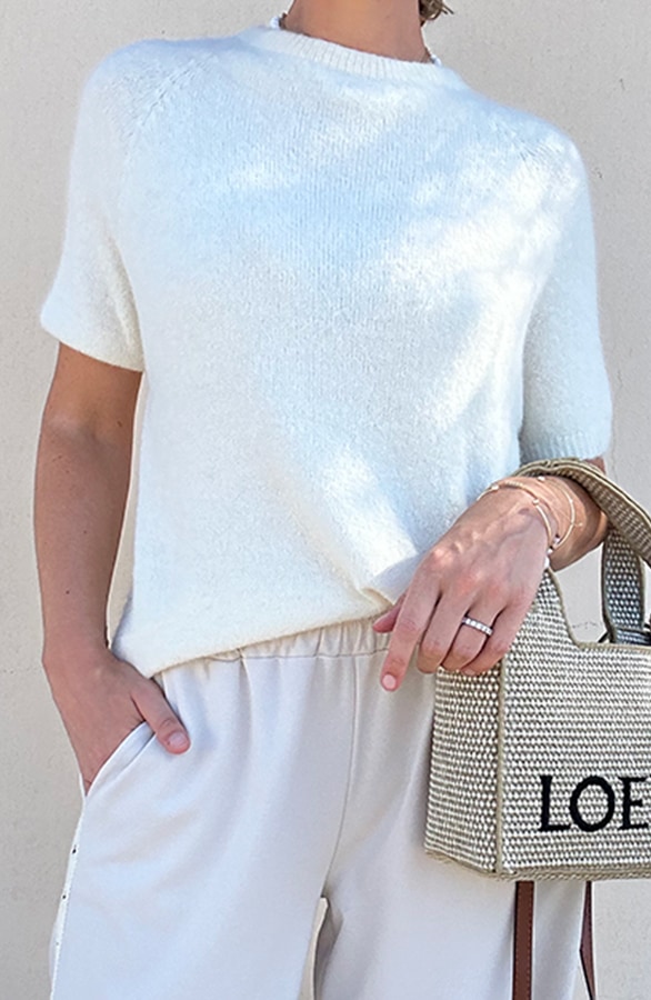 Oversized Soft Pullover Kurzarm Creme, Tops, Foto 5