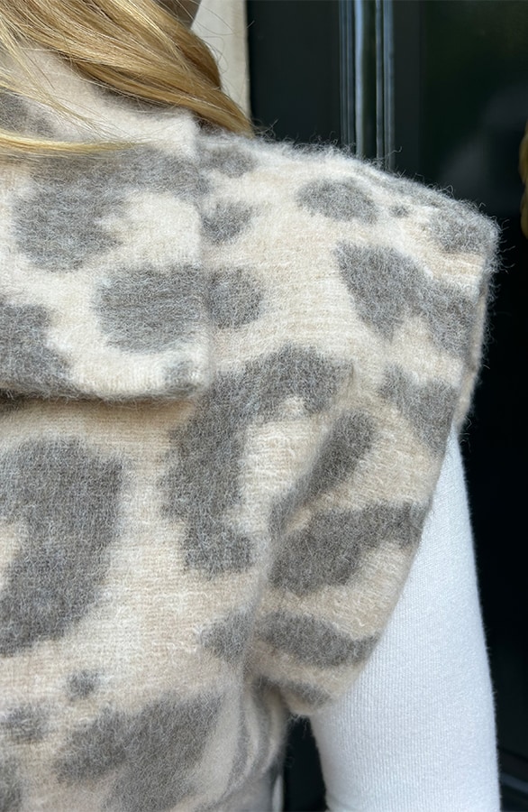 Oversized Woven Gilet Leopard Beige, Westen, Foto 6